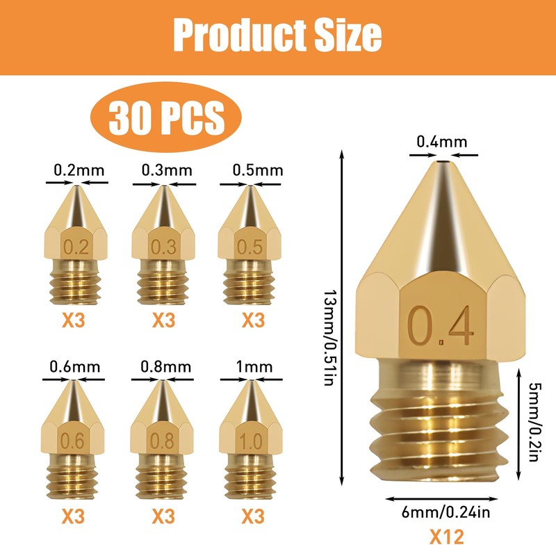 Batheidon 3D Printer Brass Nozzles, 3D Printer Accessories, Accessories for