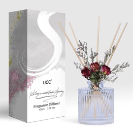 UCC Reed Diffuser Set, 3.38 oz Silver Mountain Spring Premium Scented Diffuser with Flower Sticks Home Fragrance Reed Diffuser for Bathroom Shelf Decor
