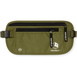 Travel Money Belt for Men and Women - Concealed Travel Wallet & Passport Holder with RFID Blocking (Green)