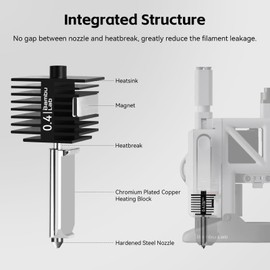 Original Bamboo Lab A1/A1mini Hotend 0.4mm High Temp&Fast Speed Hardened Steel Nozzle+Heating Block Integrated Structure Compatible with Bambu Lab A1&A1 Mini 3D Printer