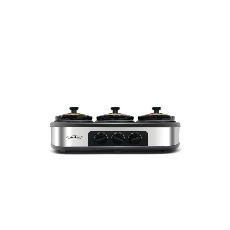 Silver 4.5 QT Electric Small Slow Cookers Portable Crock Pot