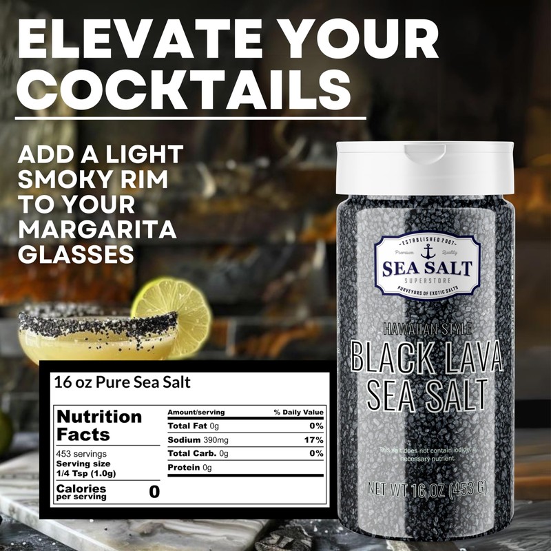 Hawaiian-Style Black Lava Sea Salt with Activated Charcoal, Black Hawaiian