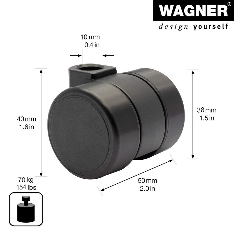 Wagner Design 01024501 Furniture Castor / Soft Swivel Castor with