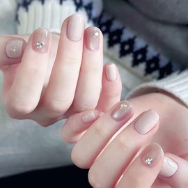 SEMTIM Nail Tips, 30 Pieces, 3D, Medium, Short, Round, False Nails, Medium Long, Popular, Japanese Style, Cute, Simple, Fashionable, Coming of Age Ceremonies, School Entrance Ceremonies, Graduation