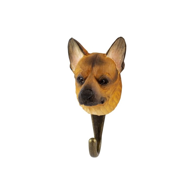 WILDLIFEGARDEN Wildlife Garden WG4491 German Shepherd Hand Carved Wall Hook