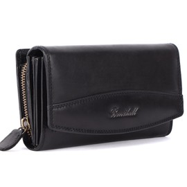 Benthill Women's Leather Purse XXL – Large Wallet with RFID Protection – Genuine Leather Vintage Women's Purse with Gift Box, black, Classic