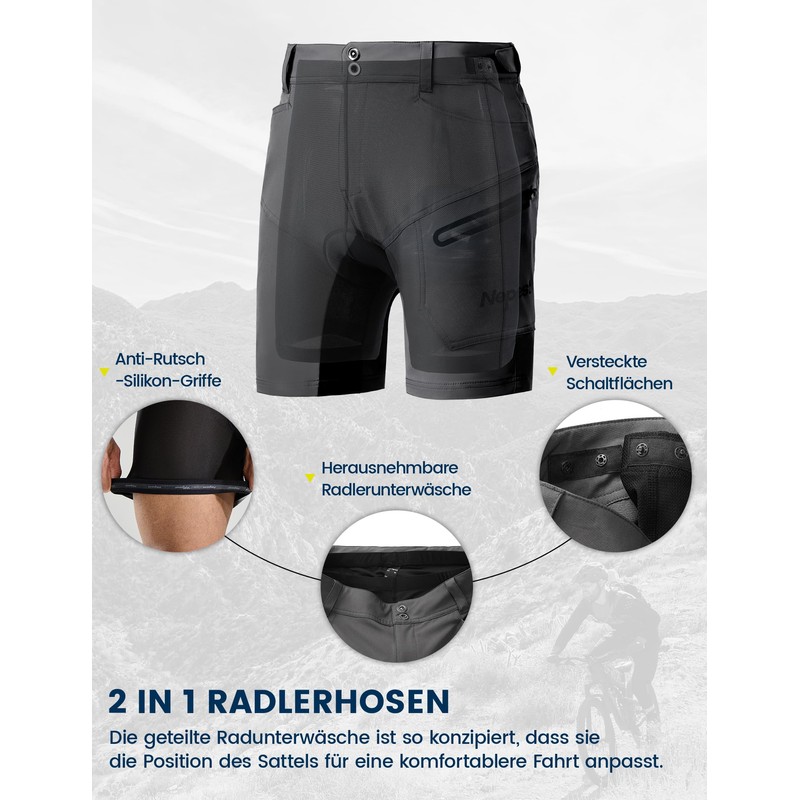 Nepest Mountain Bike Shorts Men's Short MTB Shorts Padded 3D