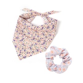 Pet Scarf Bibs Girl Hair Ties Bands Set, Dog Bandanas Matching Scrunchie, for Medium Large Dogs Owner Mom