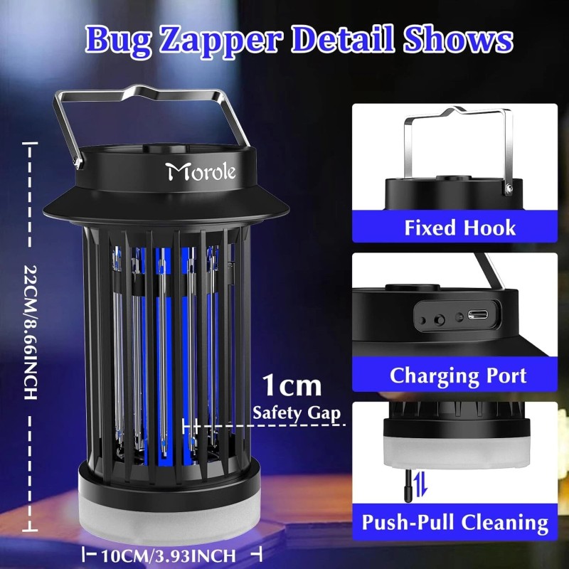 Morole Portable Rechargeable Mosquito Zapper,for Home,Backyard, Patio, Camping, Fishing