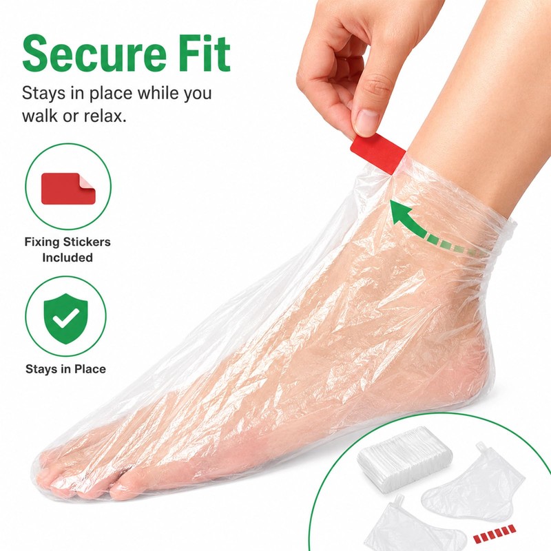 Thfaeyta 200 Pcs Plastic Foot Covers for Feet Pedicure Moisturizing