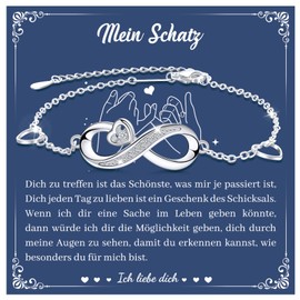 CheersLife Infinity Bracelet Women's 925 Sterling Silver Infinity Heart Bracelets Crystals Bracelet Valentine's Day Mother's Day Birthday Christmas Gift for Her Women Girlfriend Wife Mum, Silver