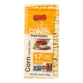 Suzie's Organic Lightly Salted Corn Cake Thins|12 Pack|USDA Organic, NON-GMO, Fat-Free, Sugar-Free, Gluten-Free|Low-Calorie Snack-16 Calories Per Slice|Bread & Cracker Replacement