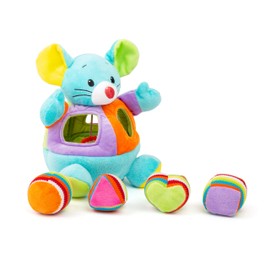 Small Foot 11419 Plush Shape-Fitting Mouse, Motor Activity Toy with Rattle and Noise Functions, Multicolored
