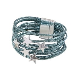 MMIUAEG Y2K Star Multi-layer Leather Wristband Bracelet Punk Gothic Star Layered Bracelets for Women Men Aesthetic Grunge Bangle Gift Shiny Millennium Y2K Jewelry (Color B)