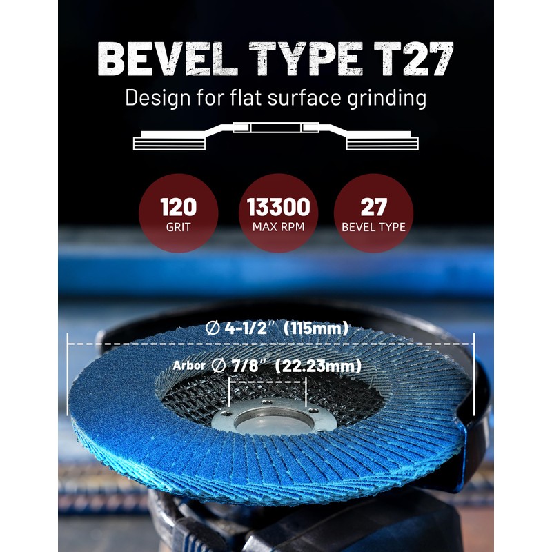 EZARC 12 Pack 120 Grit Flap Discs 4 1/2 for