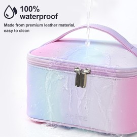 Makeup Bag Portable Travel Cosmetic Bag for Women, Beauty Zipper Makeup Organizer Bag with Inner Pouch PU Leather Washable Waterproof