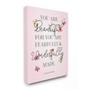 Stupell Industries Wonderfully Made Faith Based Psalm Floral Pink Canvas