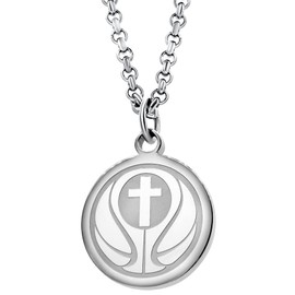 Basketball Necklace With Inspiring Bible Quote – Luke 1:37 Stainless Steel Basketball Cross Necklace for Your Special Athlete. Unique, Inspiring Gifts for Basketball Players – Basketball Chain ​