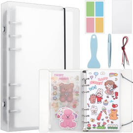 SUNEZLGO Reusable Sticker Book 100 Sheets, Sticker Collecting Book with Pockets, Sticker Collecting Album, Reusable Sticker Album, Blank Sticker Book with Tweezer and Spatula (A6)