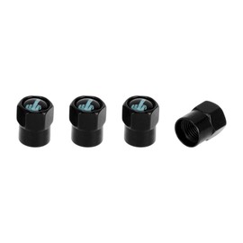 Partuto 4 Pcs Finger Pattern Tire Valve Stem Caps for Car Tyre Valve Dust Covers Decorative Aluminum Alloy Rubber Black Light Blue 8x12mm