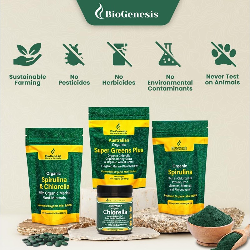 Biogenesis Organic Chlorella Mini Tablets – 300 Count (200mg) |