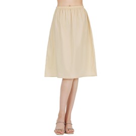 BEAUTELICATE Women's Half Slip 100% Cotton Vintage Underskirt Petticoat Waist Slip Under Dress Cool Anti-Static Cling Resistant(Nude - 24'' Long, L)