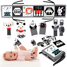 Kinderlolo Black and White High Contrast Baby Toys 0-3 Months for Newborn, Tummy Time Toys Montessori Toys for Babies 0 3 6 9 Months, Infant Sensory Soft Book Toys for Babies Girls Boys Baby Gifts