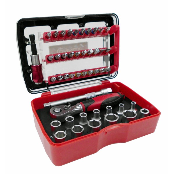 Connex COXB973946 Bit/Socket Wrench Set with Ratchet, Multi-Colour, Set of