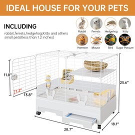 Oneluck Bunny Cage Indoor Rabbit Hutch with Pull Out Tray Chinchillas, Guinea Pig,Rabbit, and Small Animal Cage