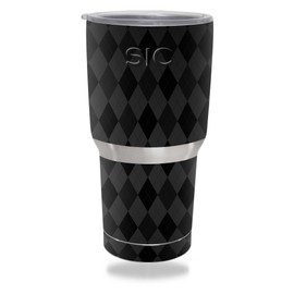 MightySkins Skin Compatible with SIC 30 oz Tumbler (Seriously Ice Cold) wrap Cover Sticker Skins Black Argyle