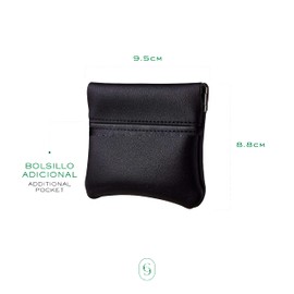 Clepsidra® Set de 2 monederos squeeze veganos. Monedero hombre/monederos mujer. Monedero unisex ideal para monedas y audifonos. Cartera mujer faux leather. Wallet, coin purse.