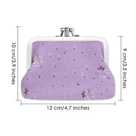 DS. DISTINCTIVE STYLE Coin Purses (2 Compartments) Floral Kiss-Lock Change Pouch Canvas Clasp Closure Wallet for Women (Purple - Gypsophila)