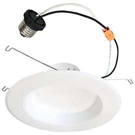 Bulbrite 773166 14 Watt 120v LED 5/6" White Round Retrofit Recessed Downlight with E26 Quick Connect Adaptor, 3000K Light Bulb