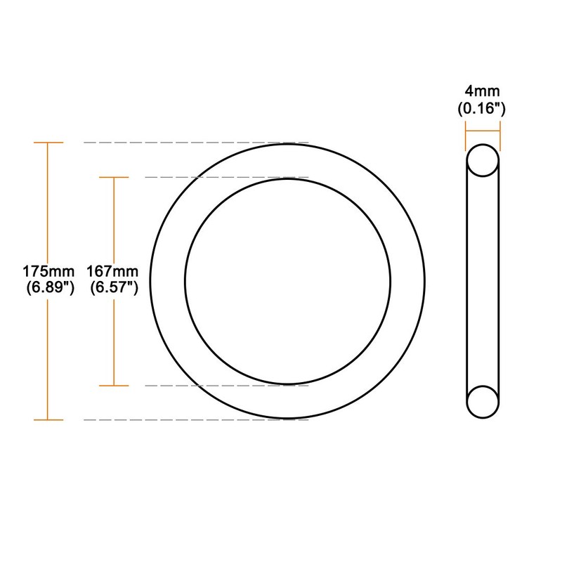 sourcing map O Ring Seals 167mm x 175mm x 4mm