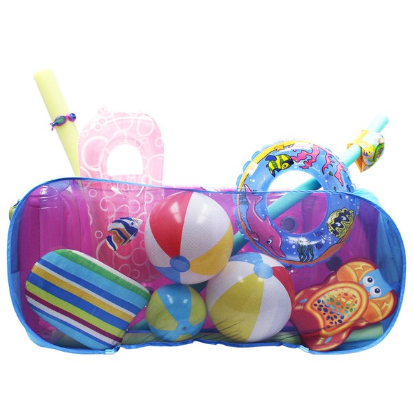 POOL BLASTER Water Tech Pool Pouch – Versatile Pool Storage for Floats, Balls, Inflatable Toys, Patio Accessories - Heavy Duty Reinforced Attaches to Pool Side, Fence or Free Standing
