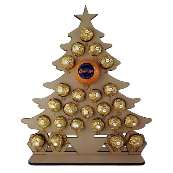 Christmas Tree Advent Calendar Chocolate Holder - Magical Christmas Countdown - Large Stand Fits Terry's Chocolate Orange, Ferrero Rocher, Lindt Chocolate Balls - Reusable (Chocolates Not Included)