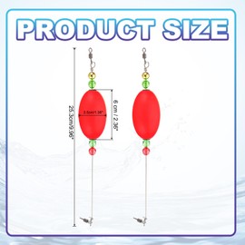 PATIKIL Fishing Floats Rigs 10 Inch, 4 Pack Oval Fishing Bobbers Popping Corks Float Weighted Bobbers Fishing Tackle with Copper Beads for Saltwater Freshwater Fishing Tackle, Red