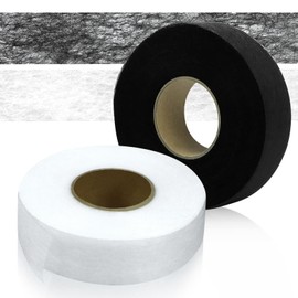 Neworkg 2 Roll Hem Tape, Iron on Hemming Tape for Pants, 1 Inch x 109 Yard Fabric Tape for Clothes, Light Weight Adhesive Web for Curtains, Black & White