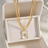 XYWstore Women's Stainless Steel Gold Plated Pendant Necklace, Geometric Square