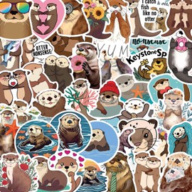 50PCS Eurasian Otter Stickers,Otter Stickers,Teens Boys and Girls Sticker Pack Vinyl Skateboard Guitar Door Laptop Luggage Car Bike Water Bottle Birthday Party Supplies Stickers