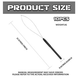 10PCS Black Hair Extension Loop Needle Threader Pulling Hook Tool for Micro Rings & Nano Beads, Feather Extensions, Salon & Home Use, Durable Plastic Handle & Metal Loop