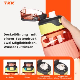 TKK Sport Trinkflasche 1500ml [BPA-frei Tritan] Auslaufsicher Wasserflasche Sportflasche für Fahrrad Camping Yoga Gym Rosa 1010