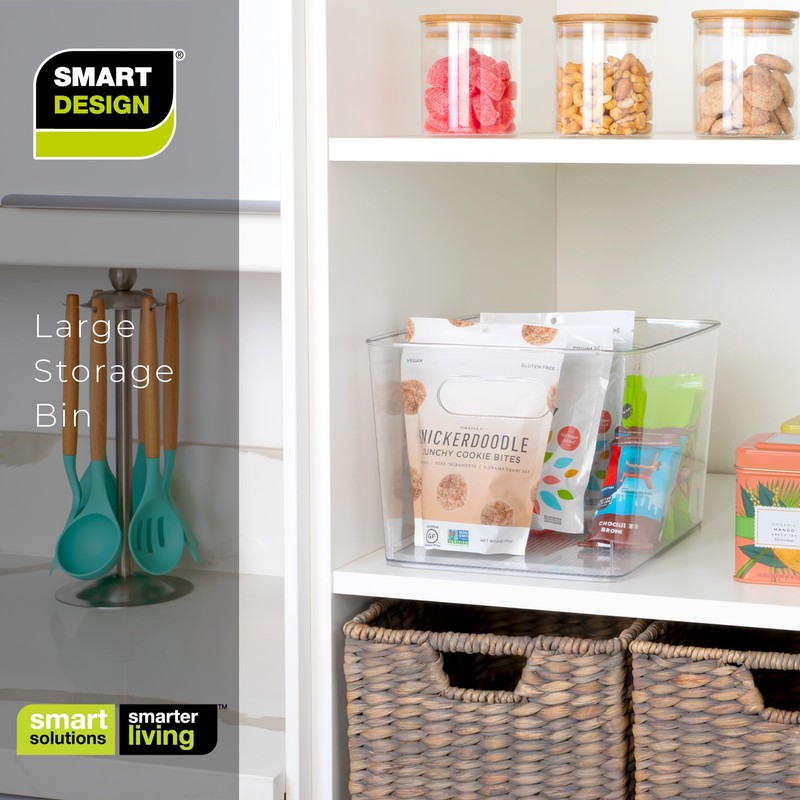 Smart Design Large Clear Storage Bin with Handles - 12.2"
