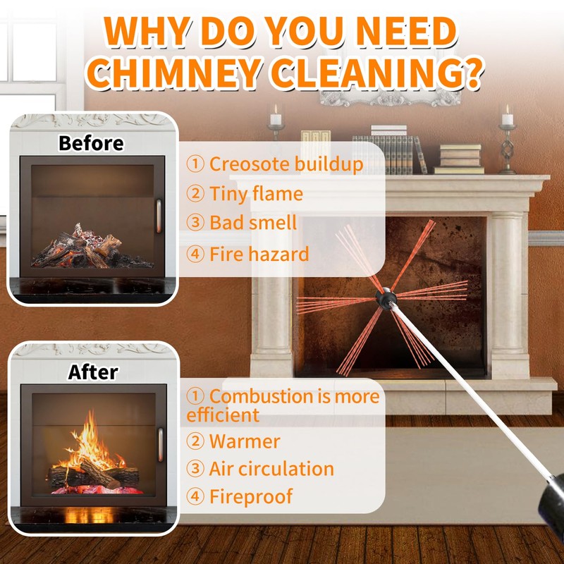 Sealegend 23 Feet Chimney Sweep Kit Chimney Brush, Chimney Cleaning