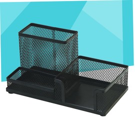 TEHAUX Metal Mesh Desk Organizer Sturdy Storage Case for Office Supplies Black Table Container for Pens Cosmetics Easy to Clean Tidy Up Your Workspace