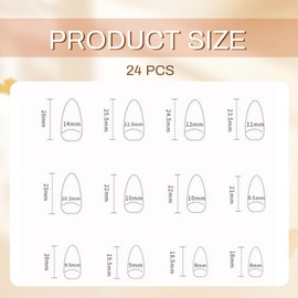 Shimmerz 24 Pieces Medium Almond False Nails with 3D Flowers Starfish Shell Design Summer Reusable False Nail Set Colourful Fine False Nails