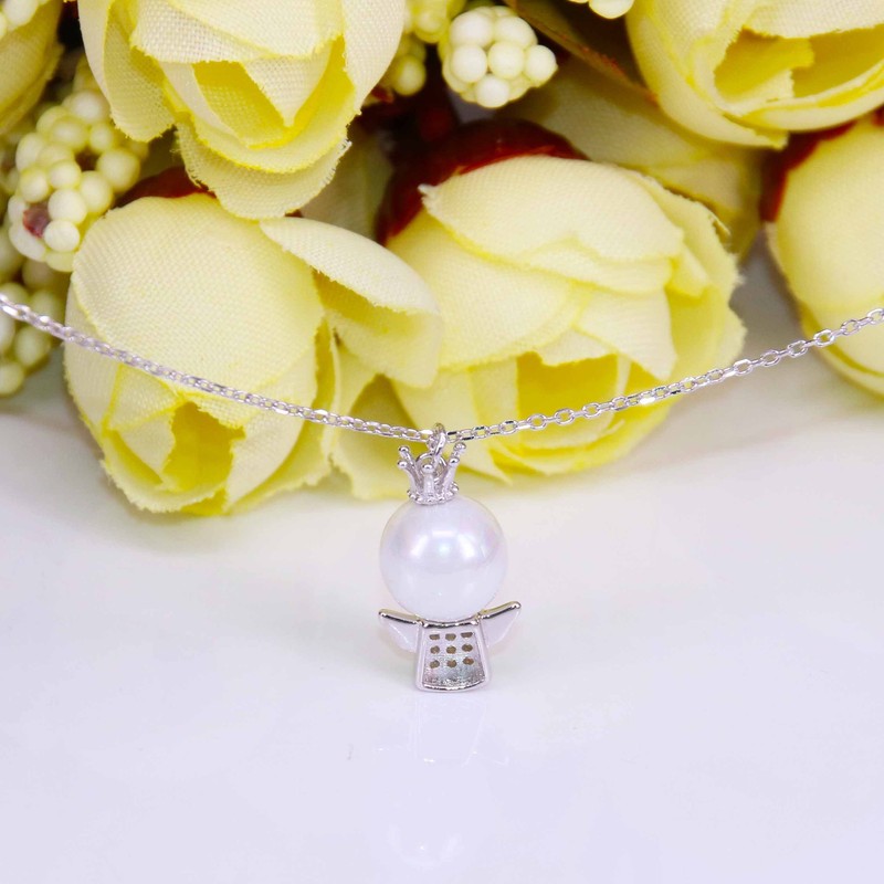 BiBeary Women elegant 925 Sterling Silver simulated Pearl little doll