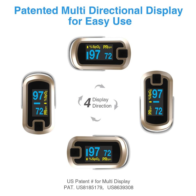 mibest OLED Finger Pulse Oximeter, O2 Meter, Dual Color White/Luxury