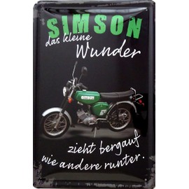 vielesguenstig by Robby Wanka Tin Sign 20 x 30 cm Simson das kleine Wunder zieht uphauf wie andere runter [German Language] S51 Moped DDR