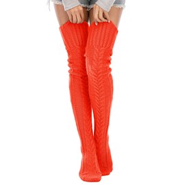 SherryDC Women's Cable Knit Thigh High Socks Winter Boot Stockings Extra Long Over Knee High Leg Warmers